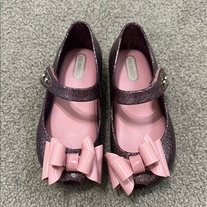 Mini Melissa Pink Dress Shoes with Bow Detail